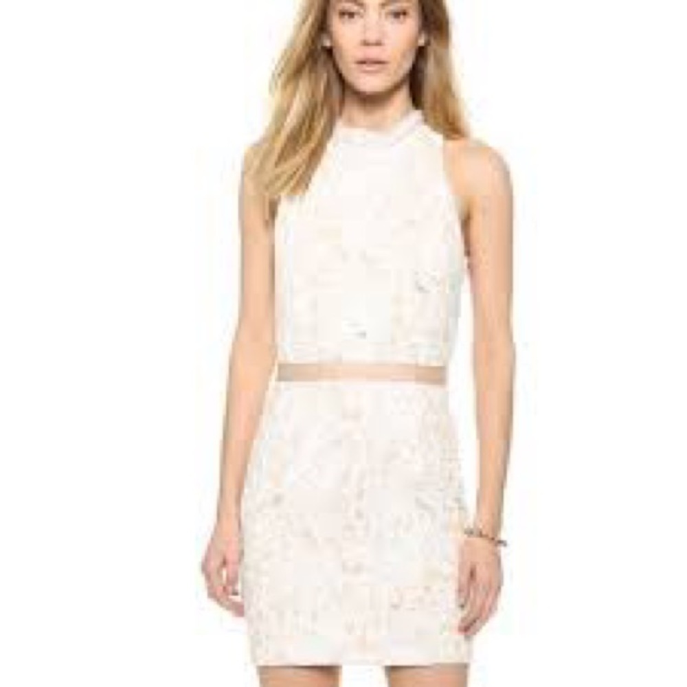 English Factory Anthropologie‎ White Lace Dress Nude Lined Medium